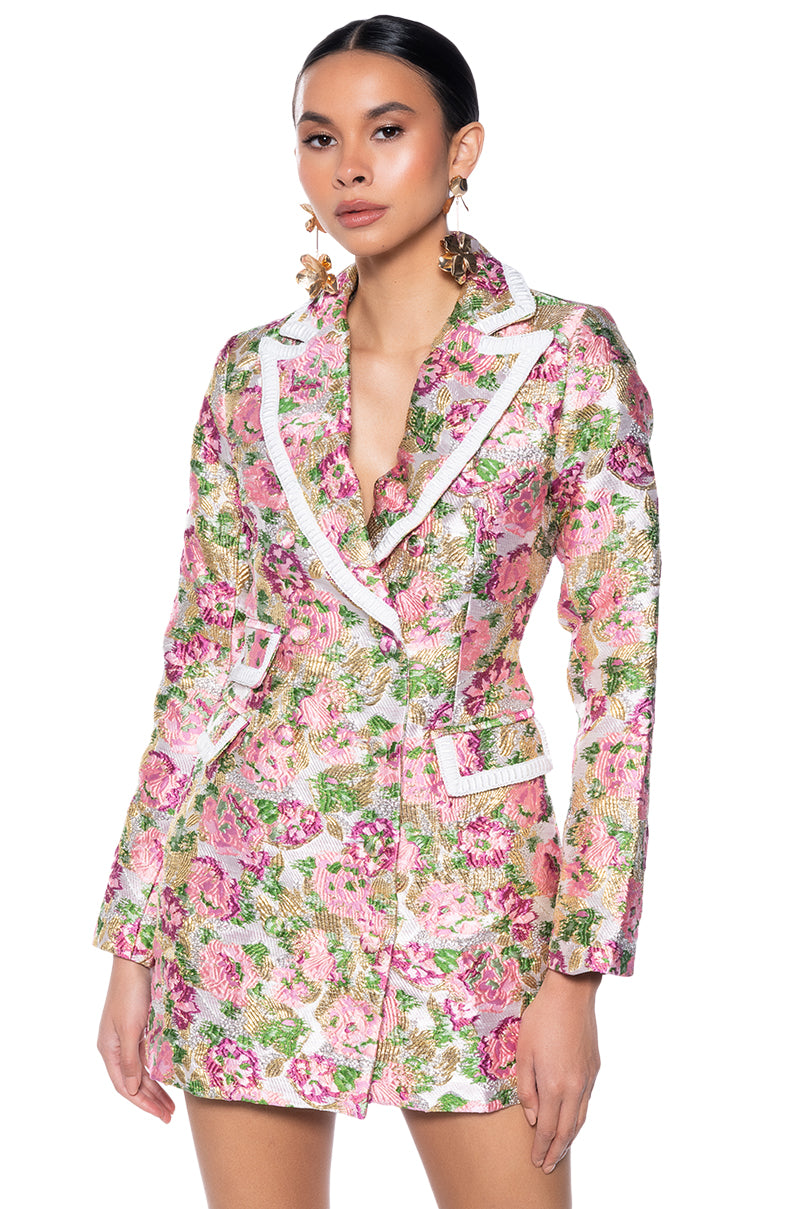 FLORAL DREAMS BROCADE SUIT DRESS