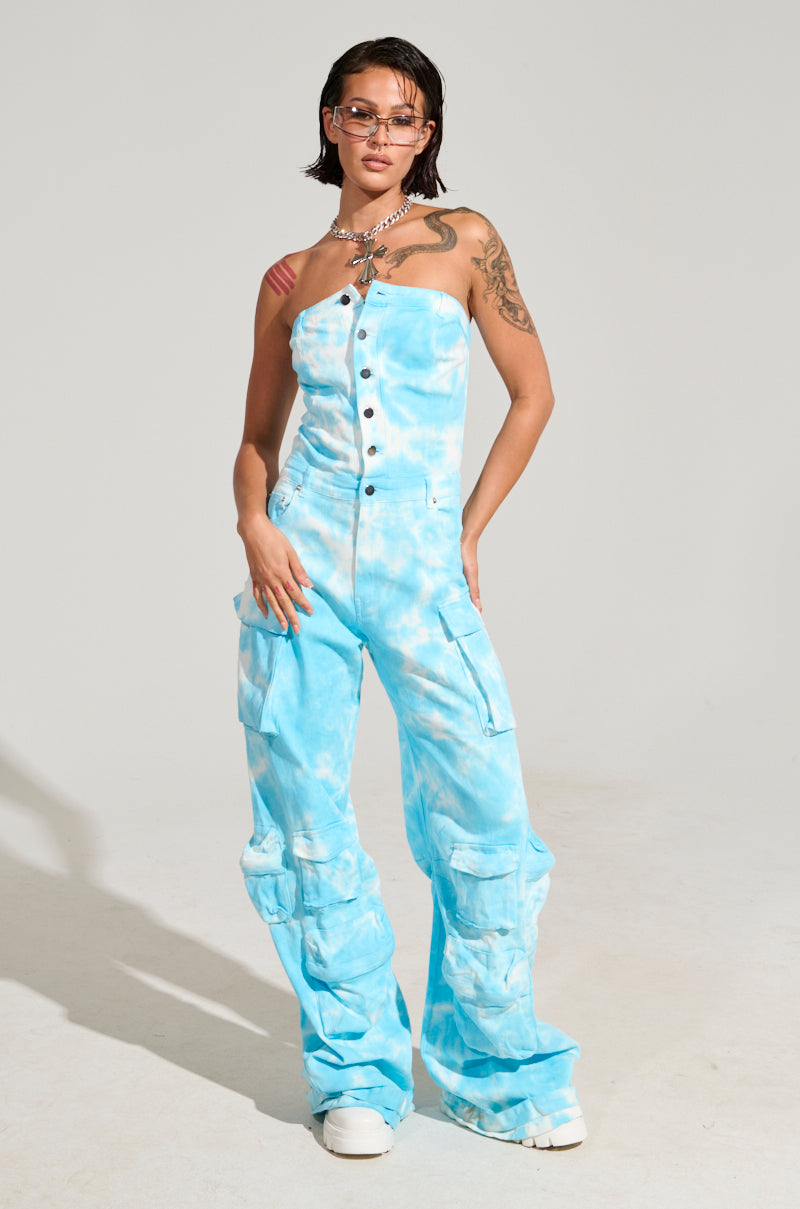 HEAD IN THE CLOUDS DENIM JUMPSUIT