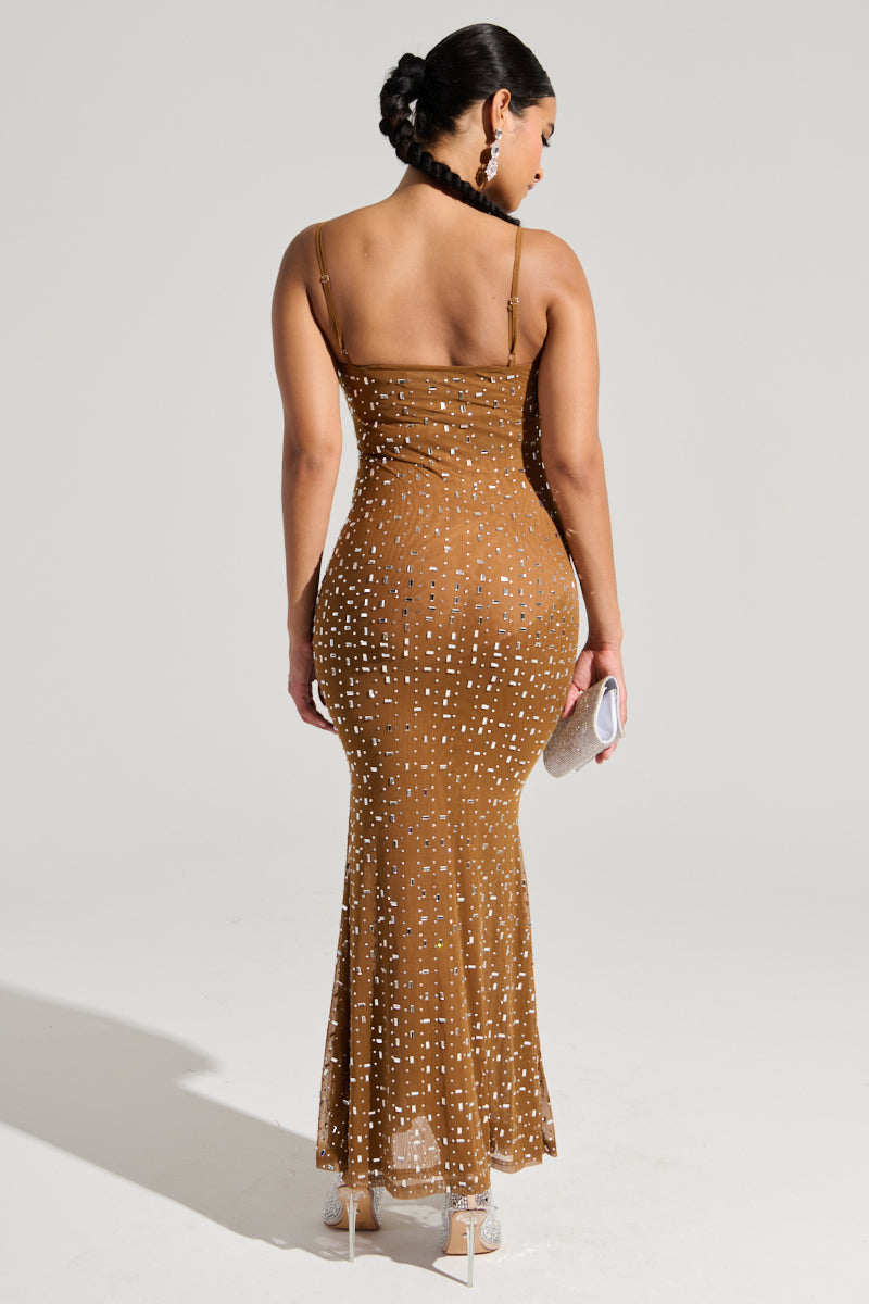 ANASTASIA MESH RHINESTONE MAXI DRESS