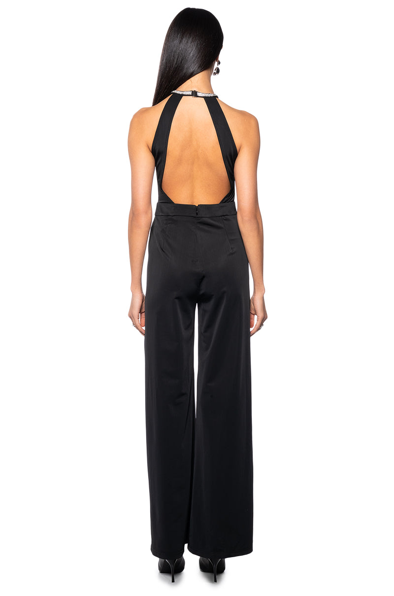 A LITTLE BIT OF CLASS RHINESTONE CUT OUT JUMPSUIT