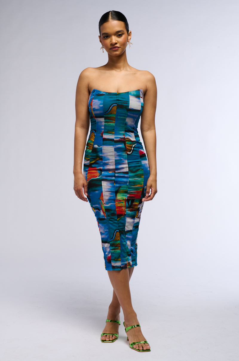 TATIANA PRINTED MESH MIDI DRESS