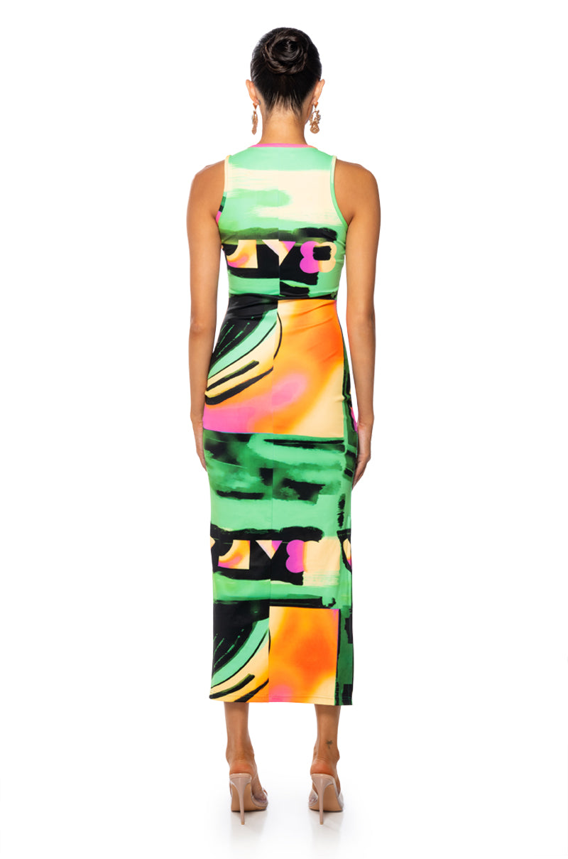 90'S BABY ABSTRACT PRINT MAXI DRESS