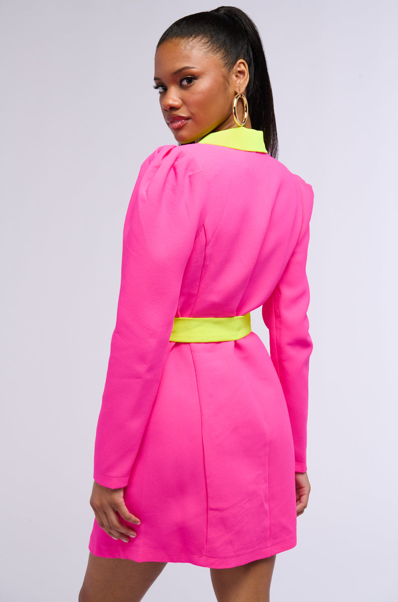 MAJOR THROWBACK NEON BLAZER DRESS