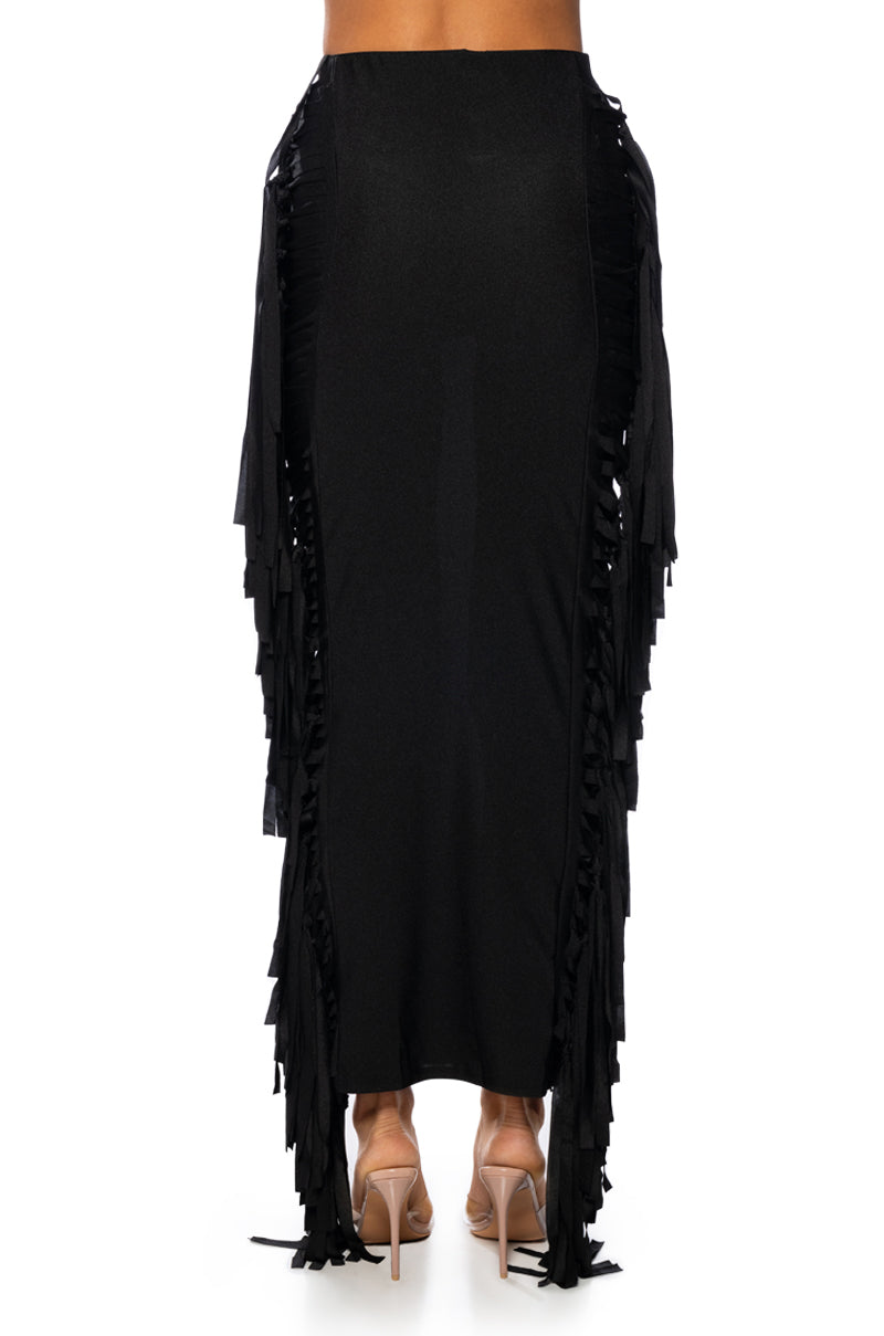 FRINGE ME OUT TUBE TOP MIDI DRESS