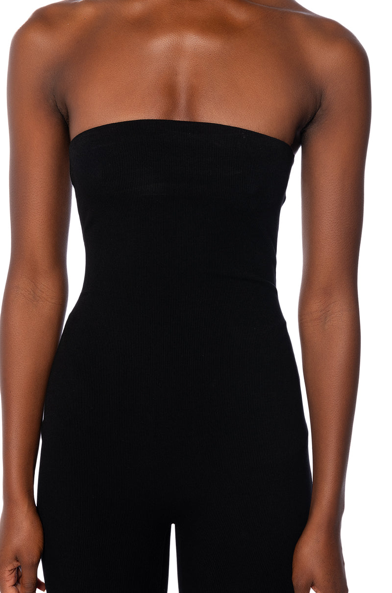 FEELIN MYSELF BODYCON TUBE JUMPSUIT IN BLACK