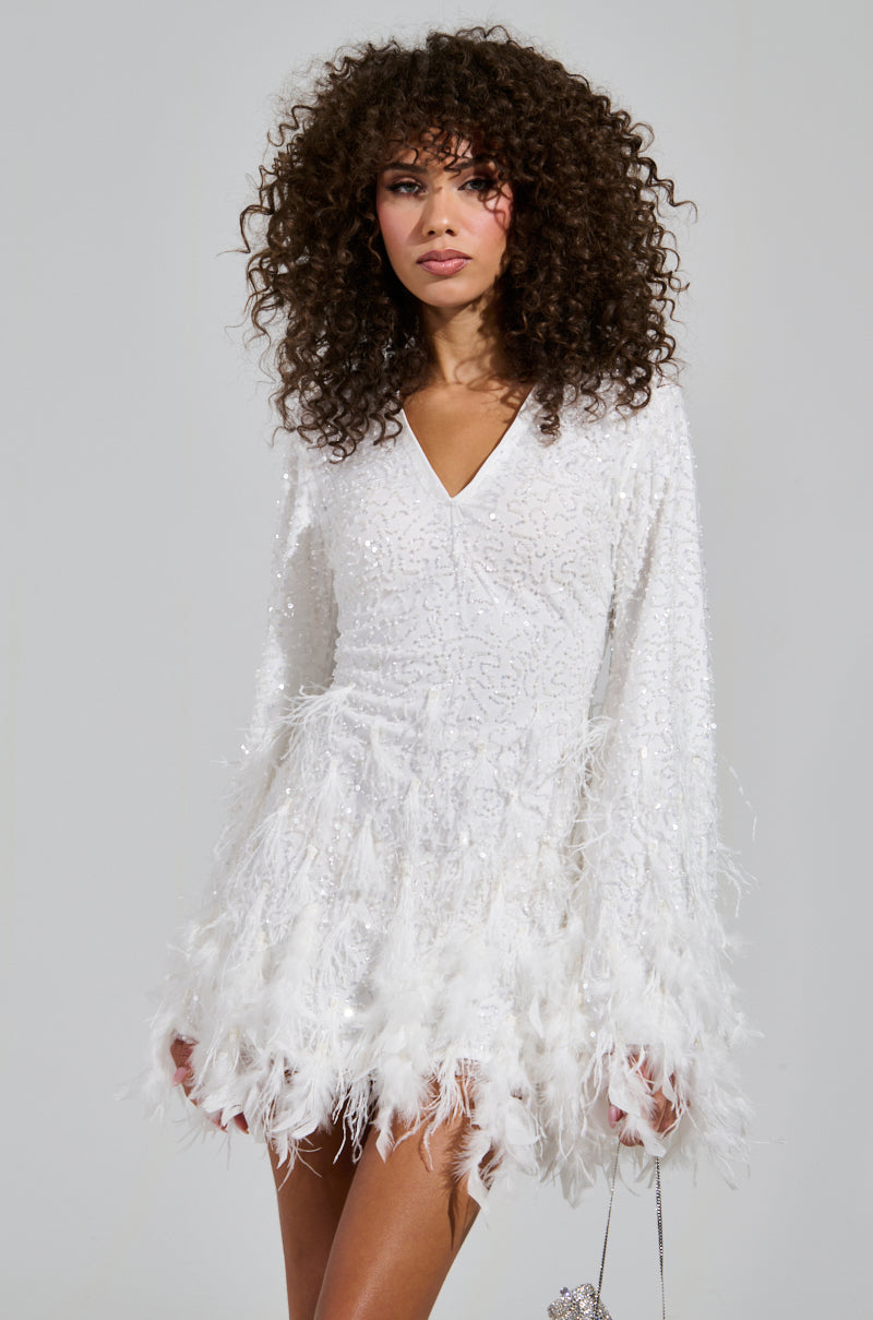 CHLOE FEATHER MINI DRESS