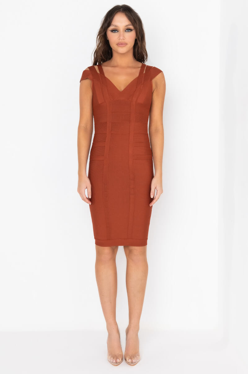 COCKTAIL VIBES BANDAGE MIDI DRESS