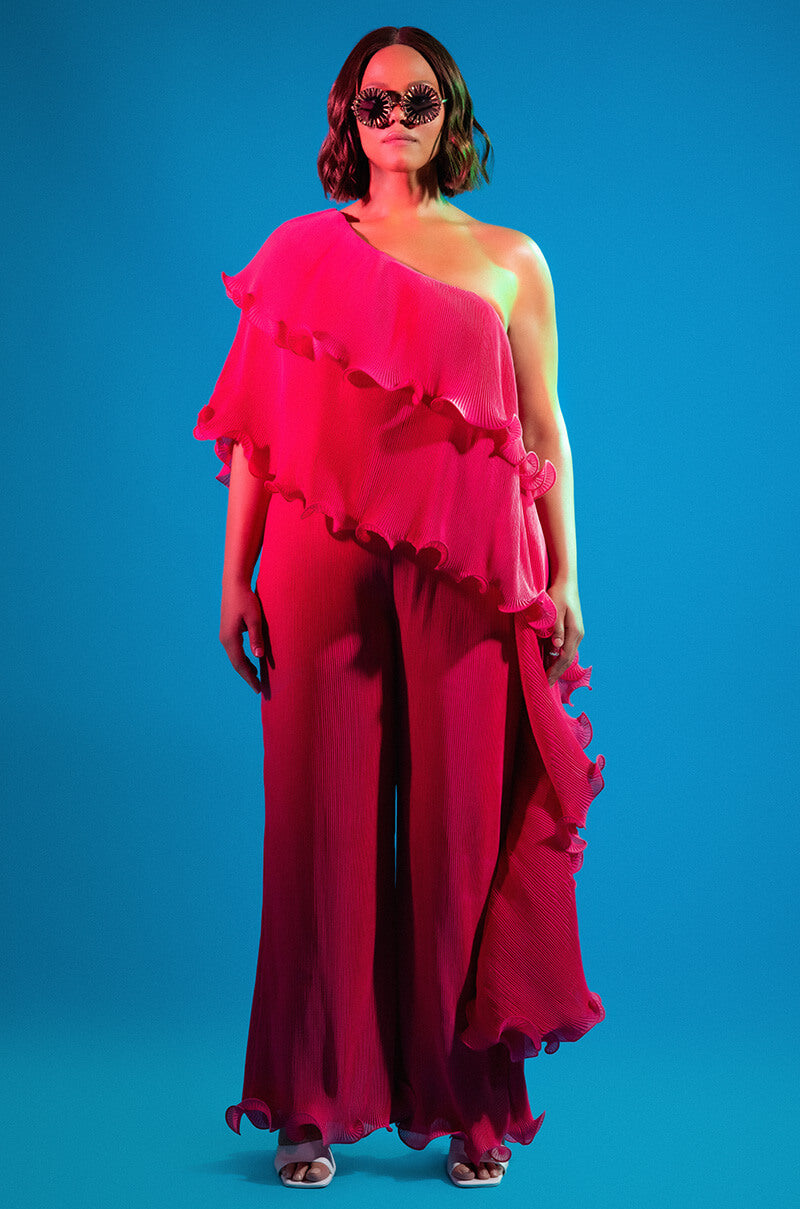 LUCIA PLEATED ONE SHOULDER JUMPSUIT