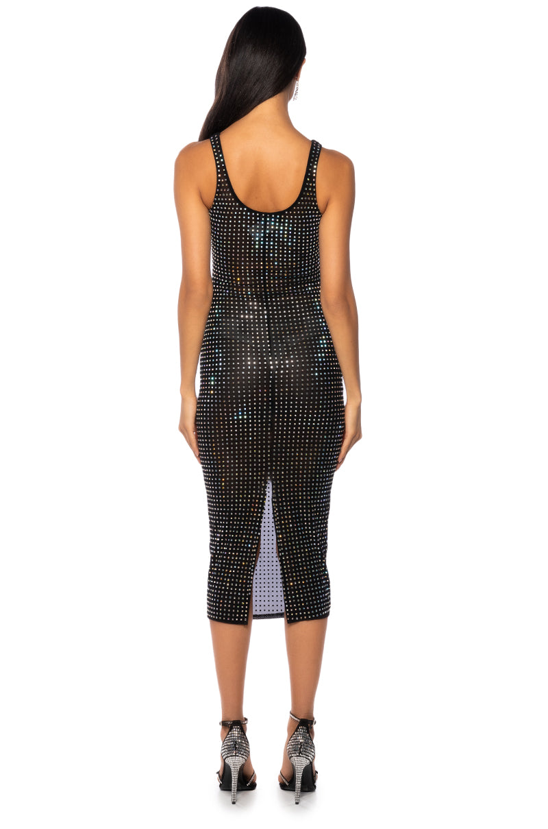 YULIA MESH SPARKLE MIDI DRESS
