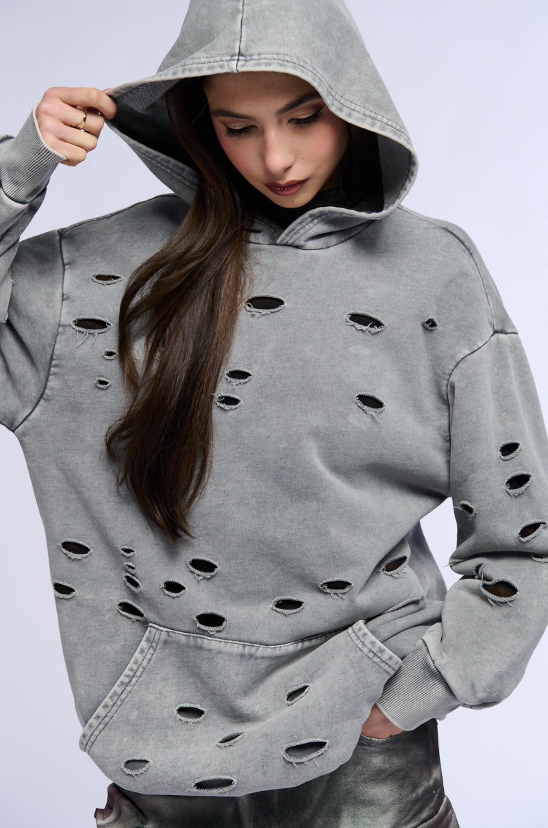 HOLY MOLY DISTRESSED SWEATSHIRT DRESS