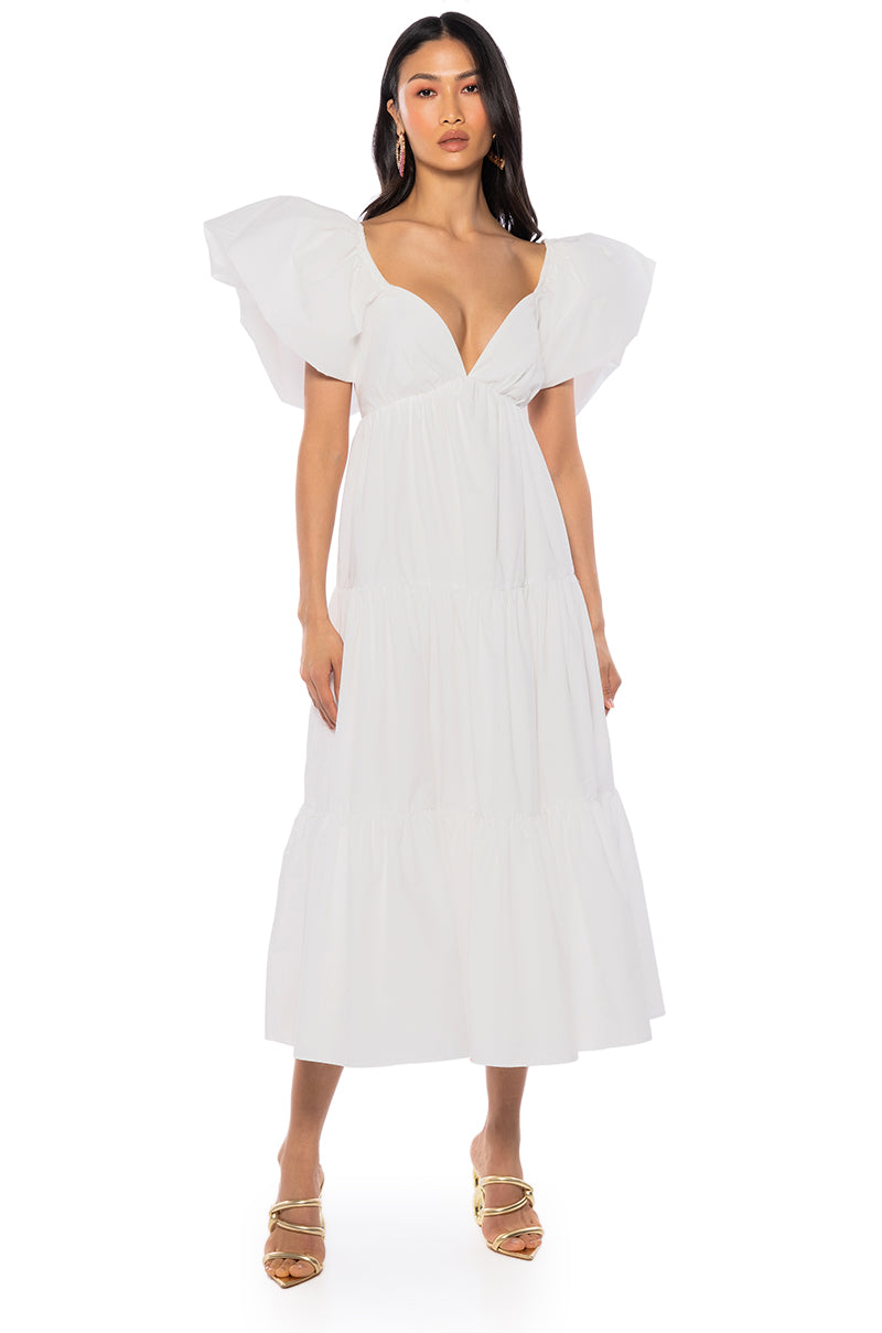 ANGELINA PUFF SLEEVE MAXI DRESS IN WHITE