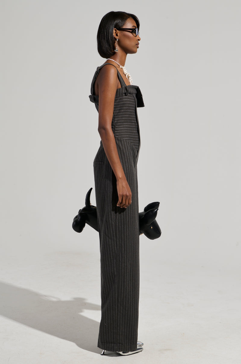 RITA PINSTRIPE SUITED JUMPSUIT