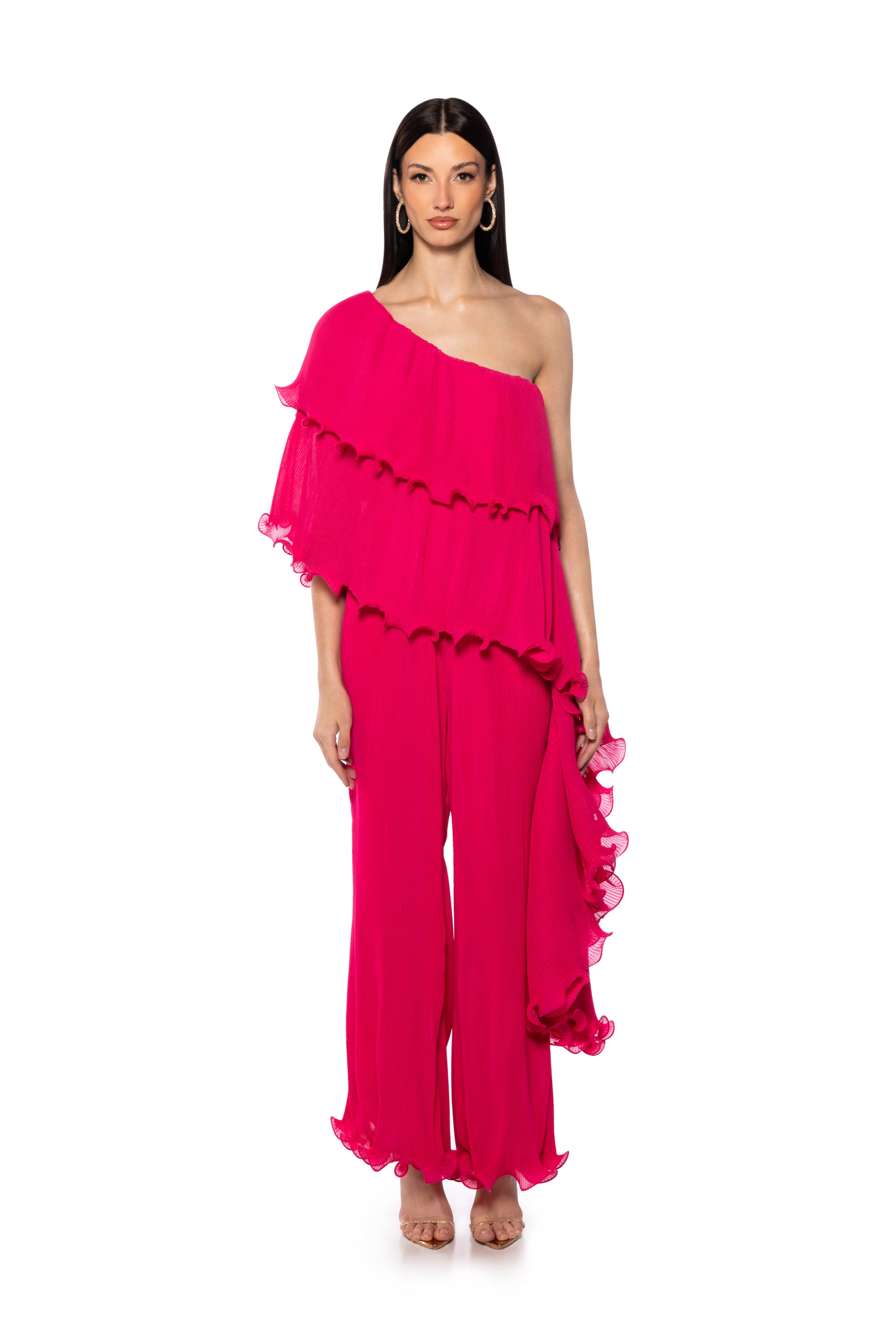 LUCIA PLEATED ONE SHOULDER JUMPSUIT