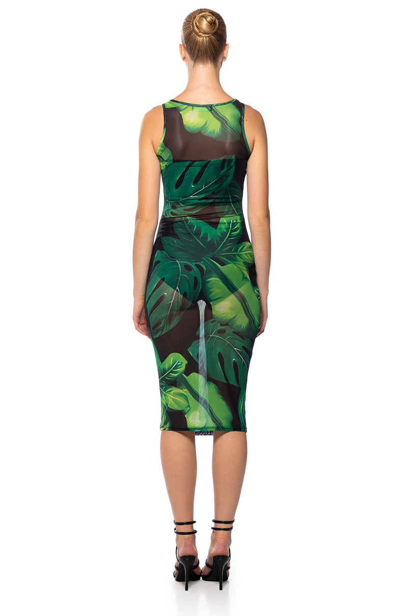 DAYNA PRINTED MESH MAXI DRESS