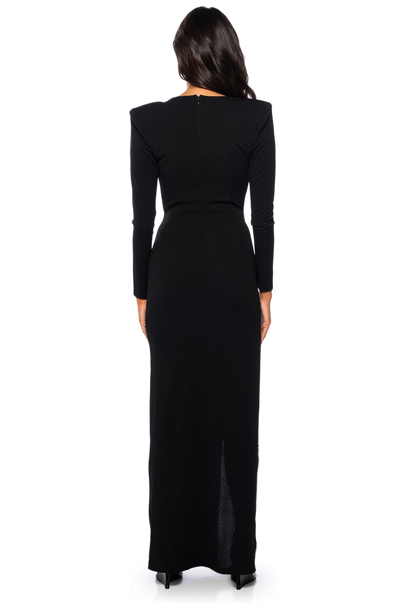 LEADER OF THE PACK LONG SLEEVE HIGH SLIT GOWN