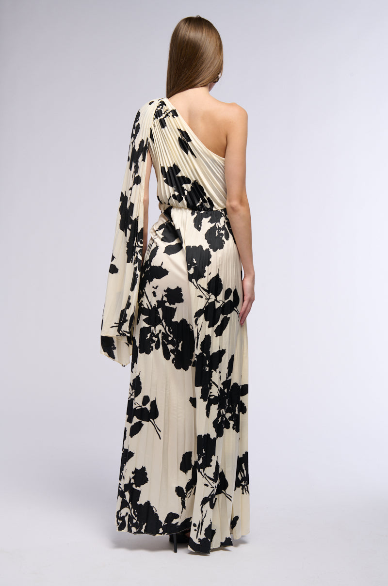 ISNT SHE LOVELY PRINTED SATIN PLEATED JUMPSUIT