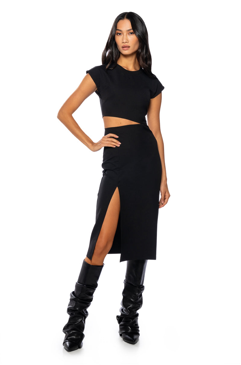 TERRY CUT OUT TSHIRT MIDI DRESS