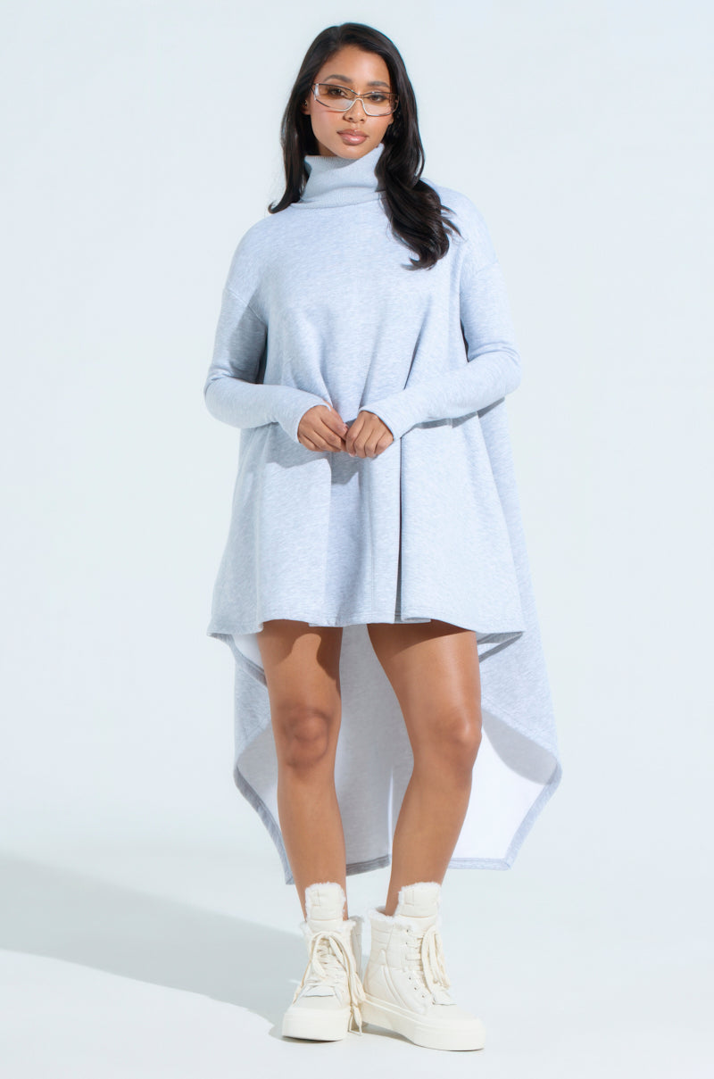 LAINIE TURTLENECK HIGH LOW SWEATSHIRT DRESS