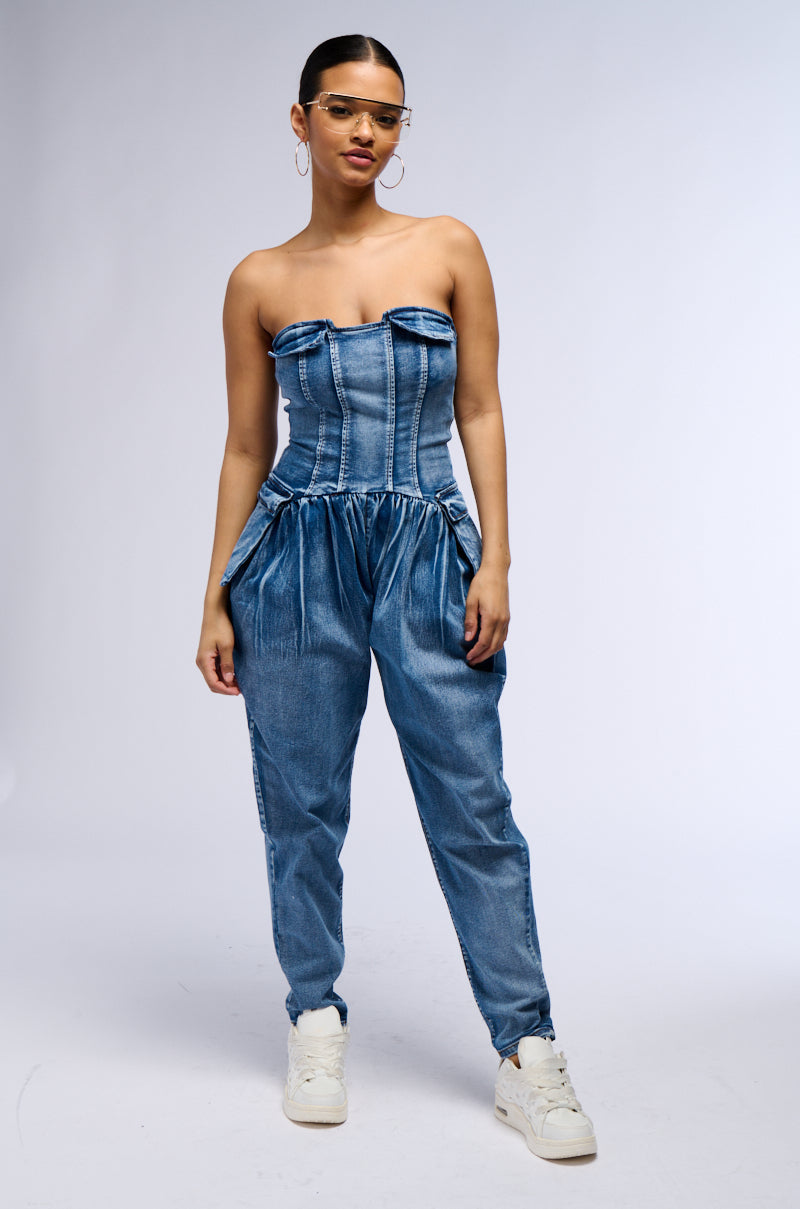 TILL WE MEET AGAIN DENIM JUMPSUIT