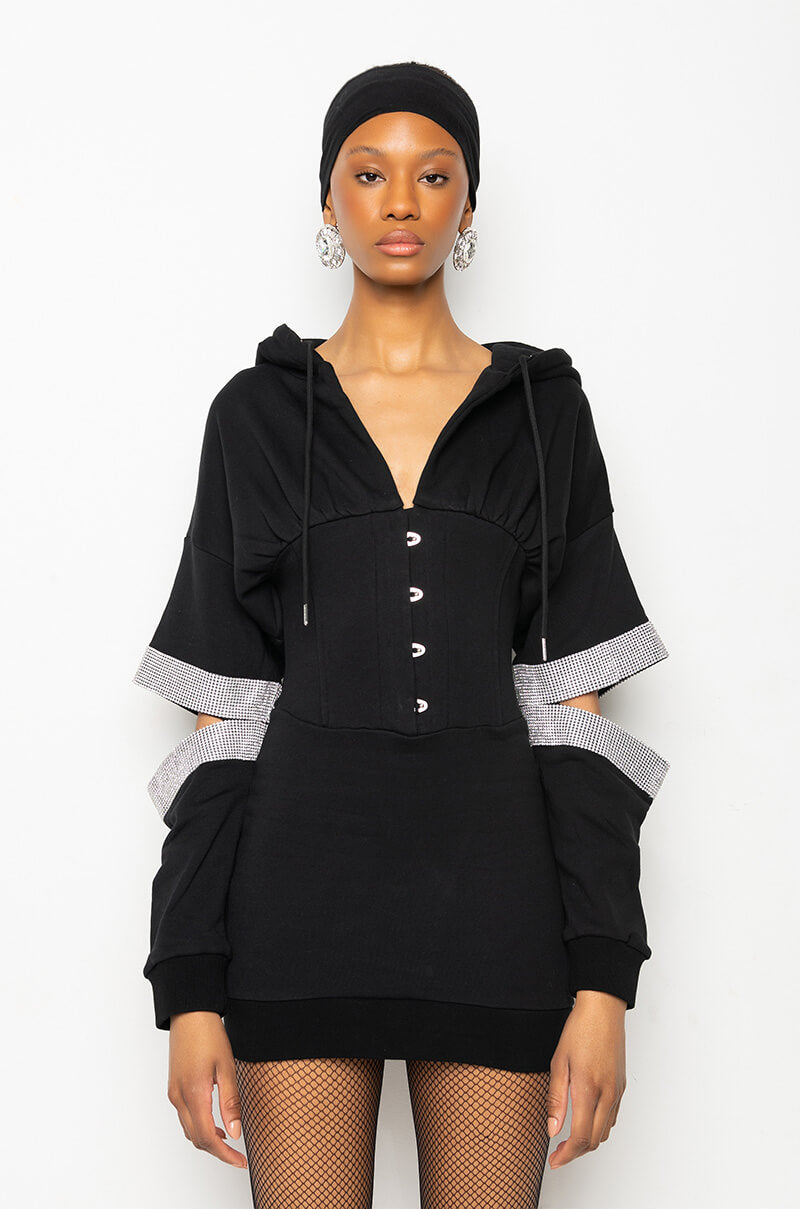 NO ONE LIKE YOU SWEATSHIRT DRESS WITH ATTACHED CORSET