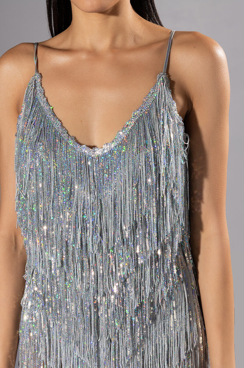 CANT BEAT THIS FRINGE METALLIC MINI ROMPER