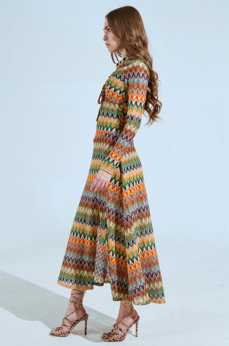 BAYLEE ABSTRACT PRINT KNIT MAXI DRESS