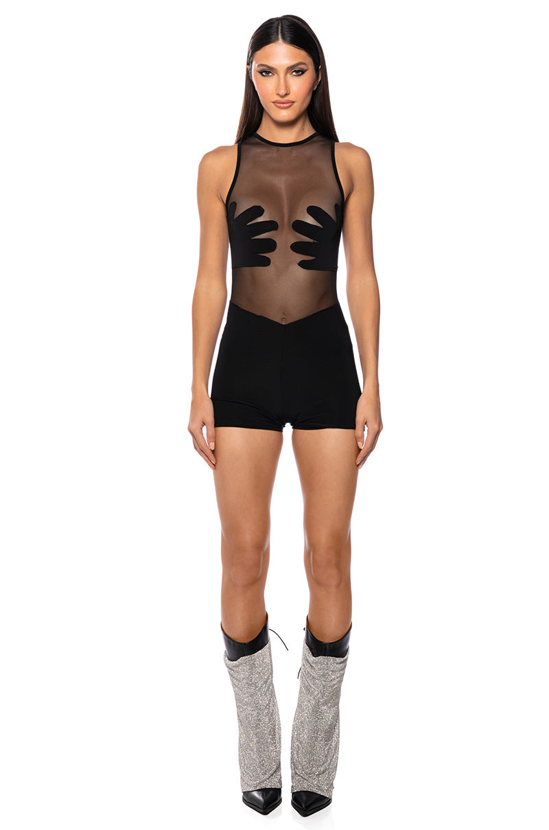 HANDS ON ME MESH ROMPER
