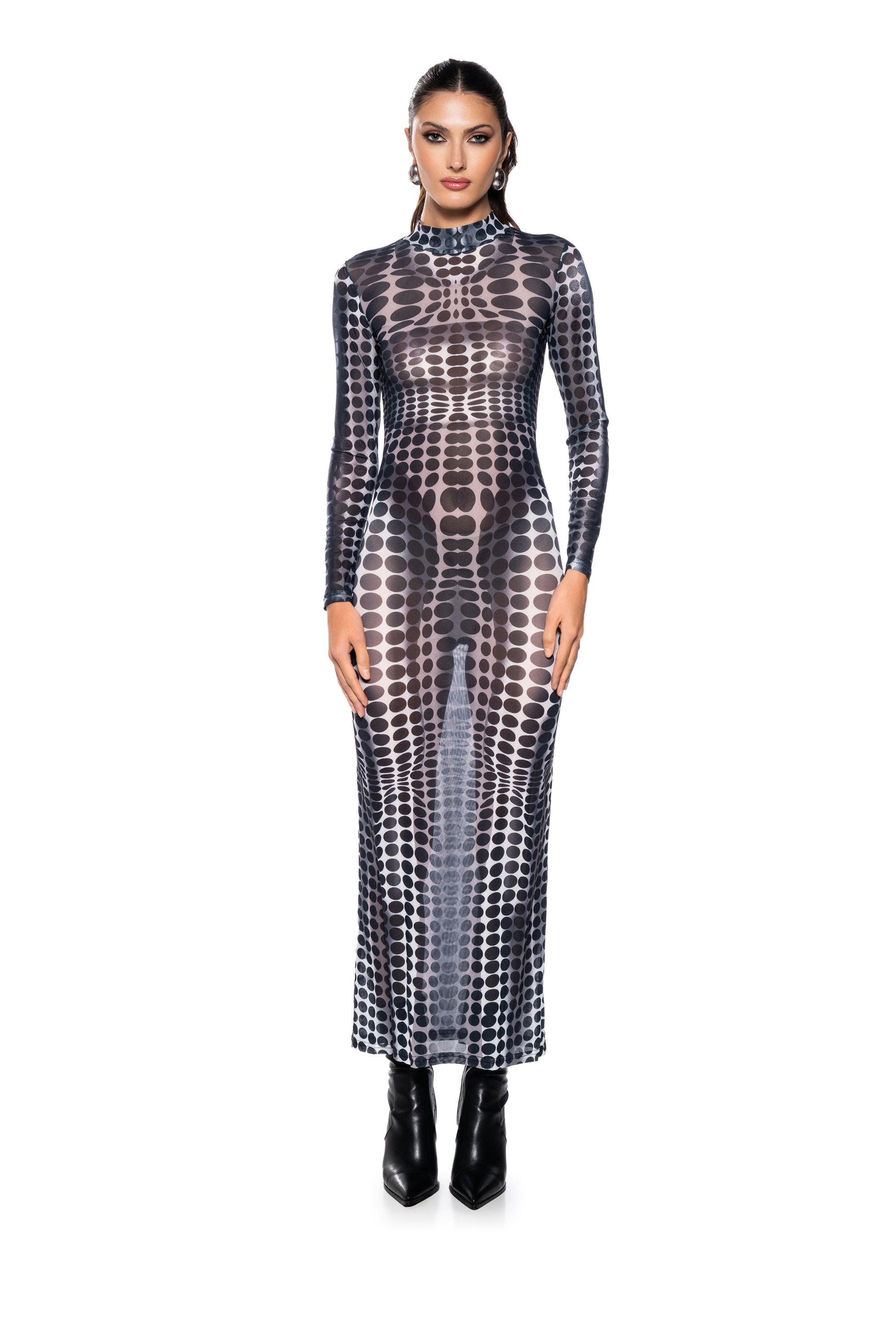 DOTTY MESH MAXI DRESS