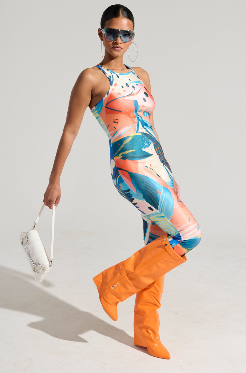 FEELIN MYSELF PRINTED JUMPSUIT