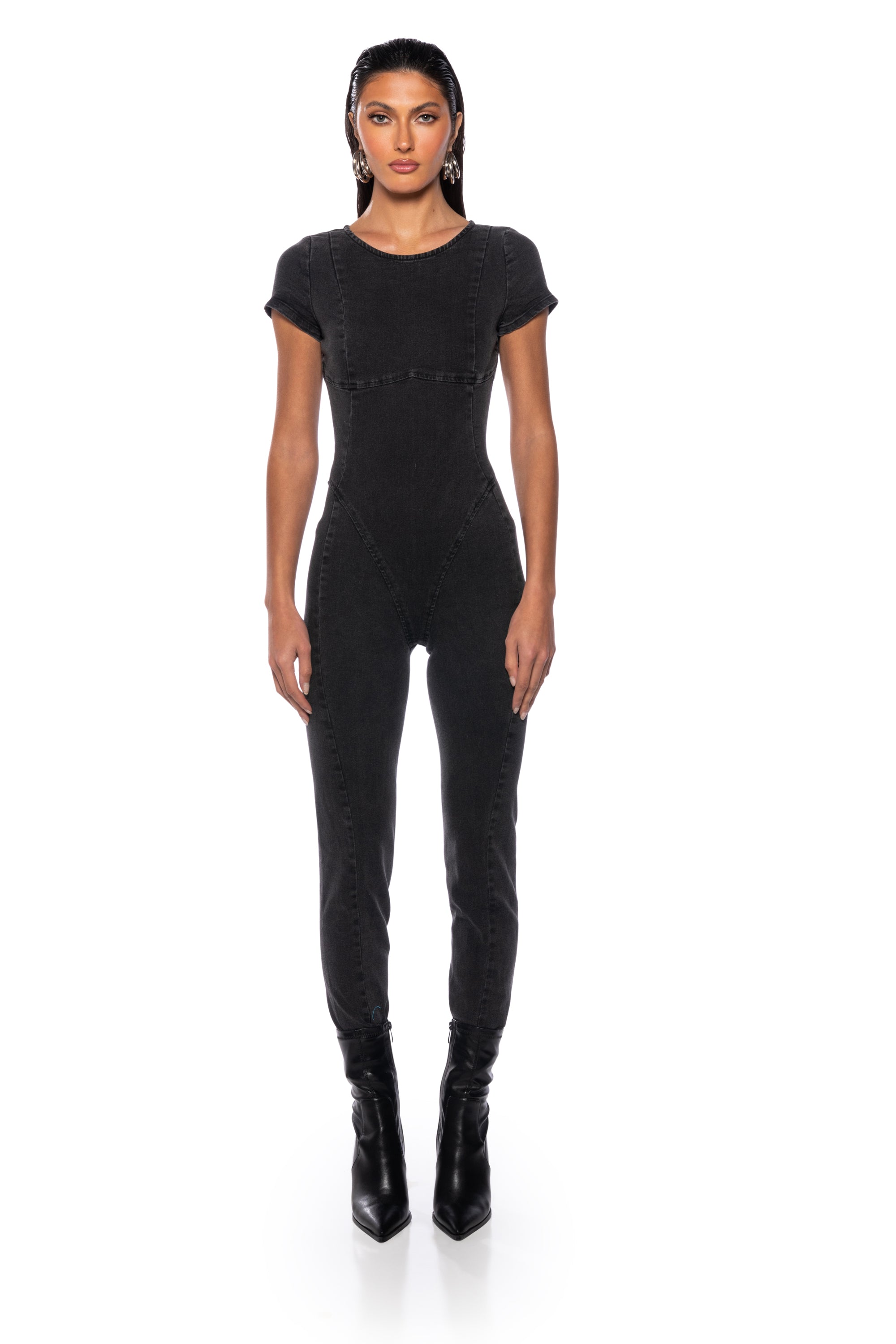 NEVER SLOWING DOWN DENIM JUMPSUIT