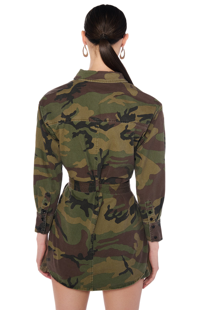 ROUGH AND ROWDY CAMO SHIRT DRESS