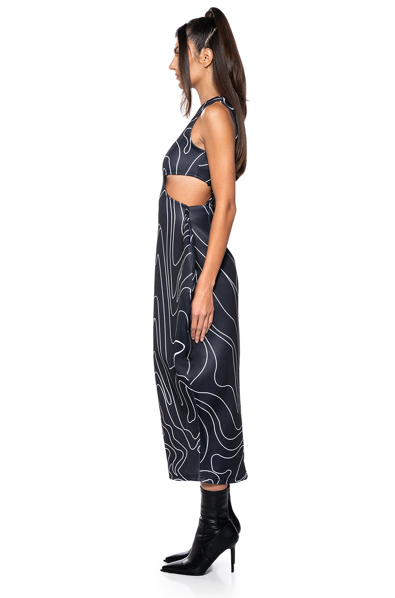WAVY BABY STRAPLESS MIDI DRESS