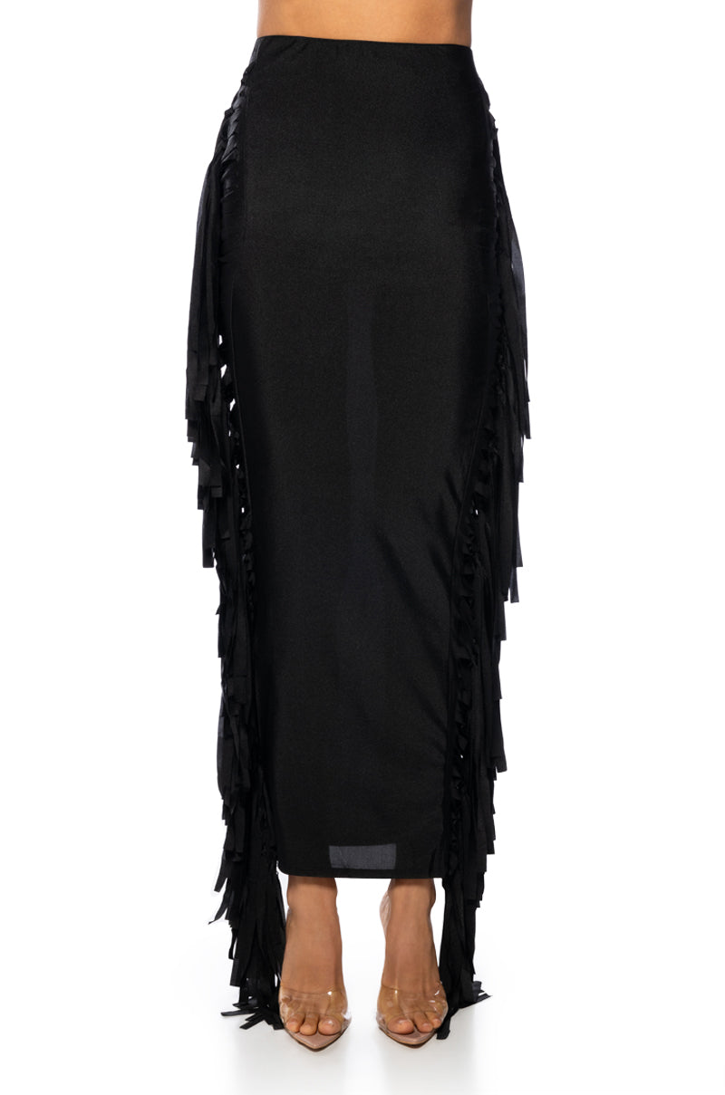 FRINGE ME OUT TUBE TOP MIDI DRESS