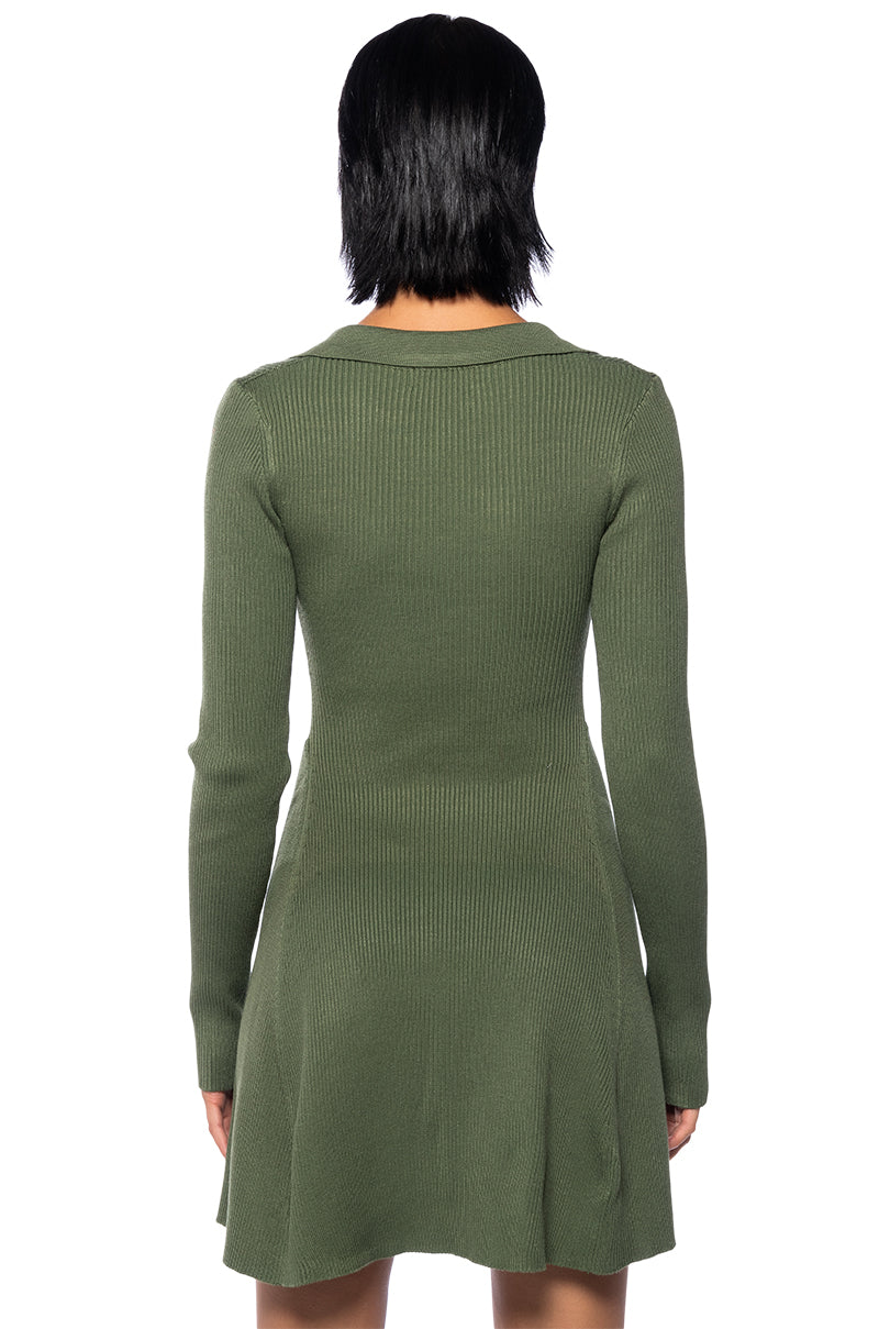 ELLA SWEATER KNIT COLLARED MINI DRESS