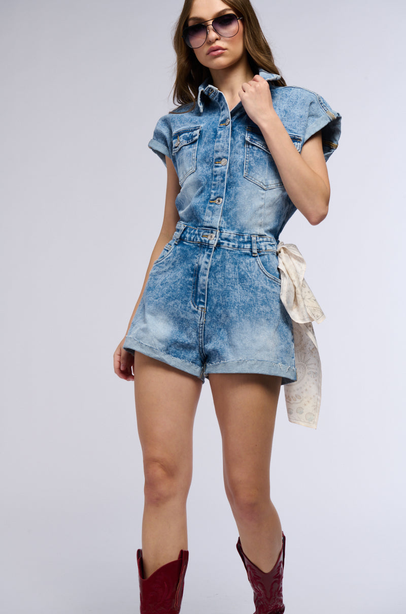 SAVE A HORSE DENIM ROMPER