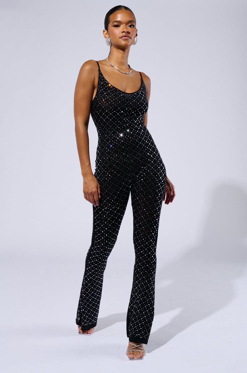 SABRINA RHINESTONE MESH JUMPSUIT