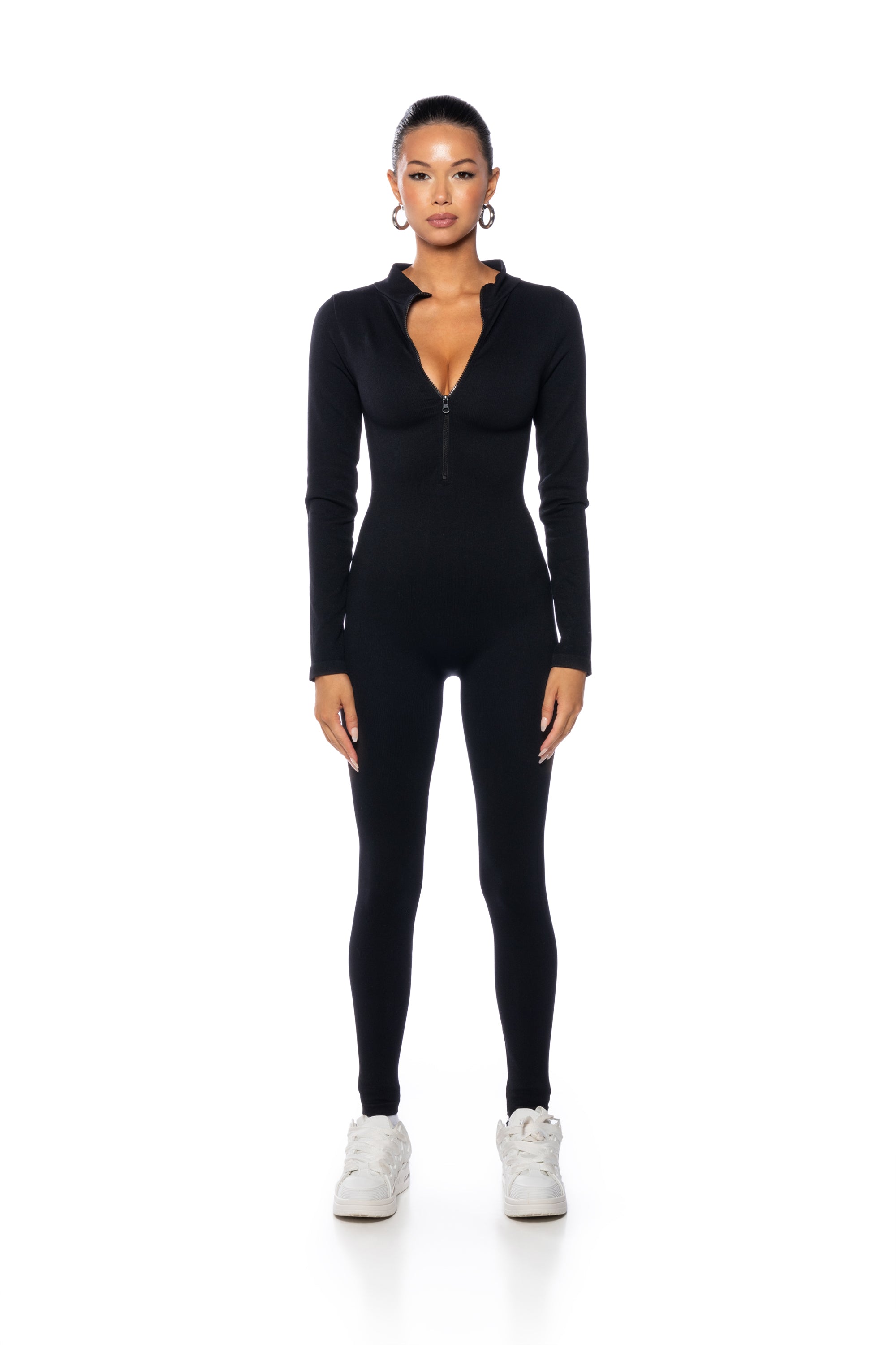 BACK TO THE BASICS ZIP FRONT LONG SLEEVE CATSUIT