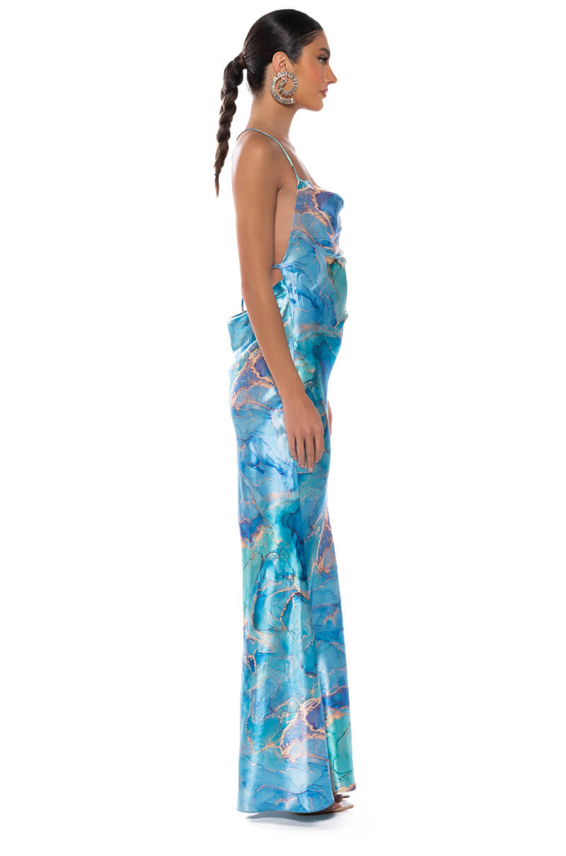 GOING UP SATIN MAXI DRESS