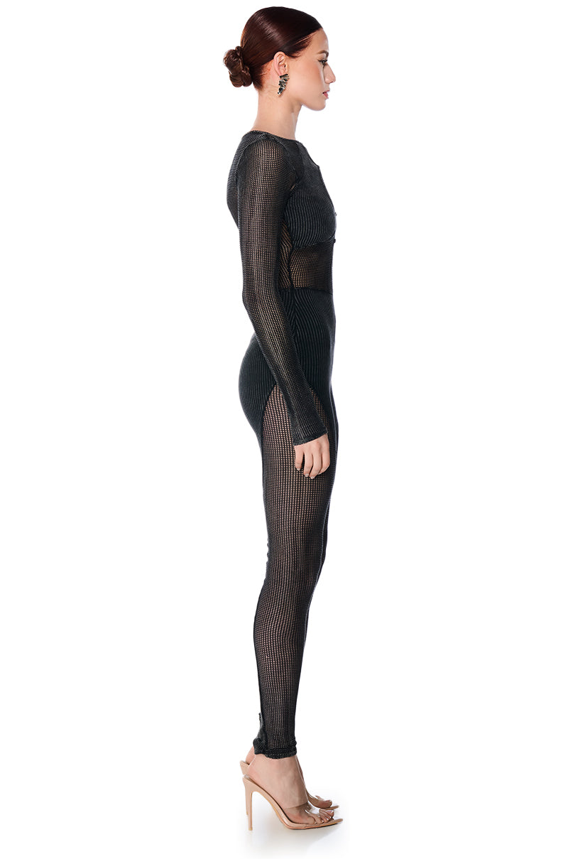 ARCHETYPE MESH KNIT CUTOUT JUMPSUIT