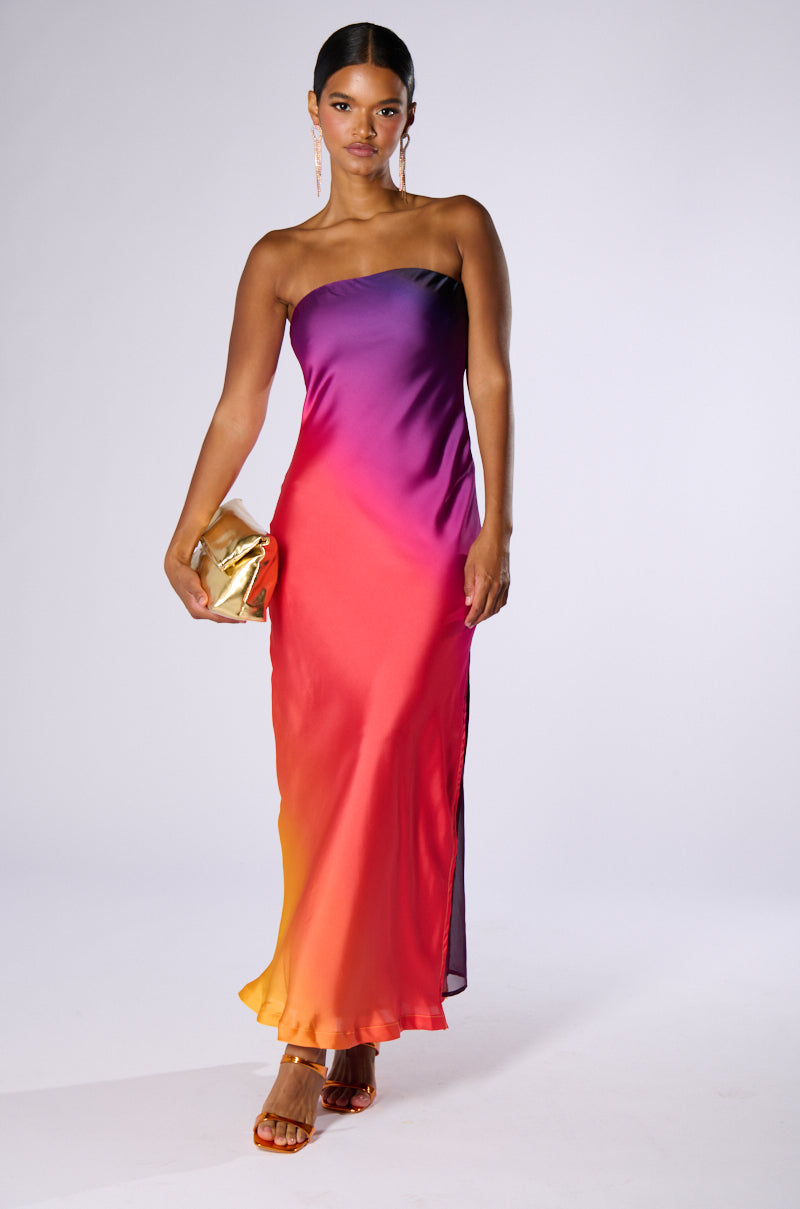 NOT GOING ANYWHERE SATIN MAXI DRESS