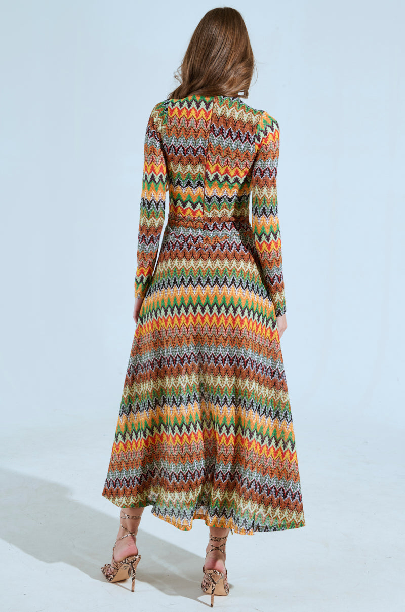 BAYLEE ABSTRACT PRINT KNIT MAXI DRESS