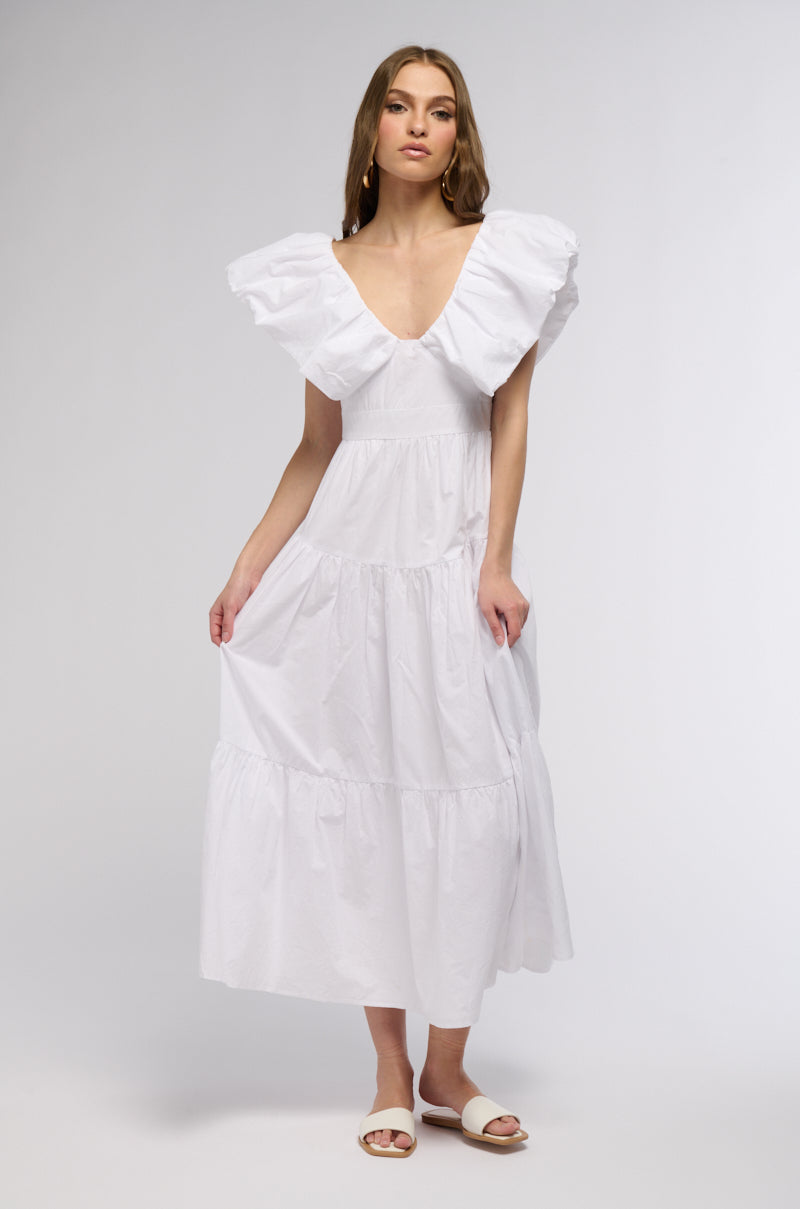 SUNDAY MARKET POPLIN CAP SLEEVE MAXI DRESS