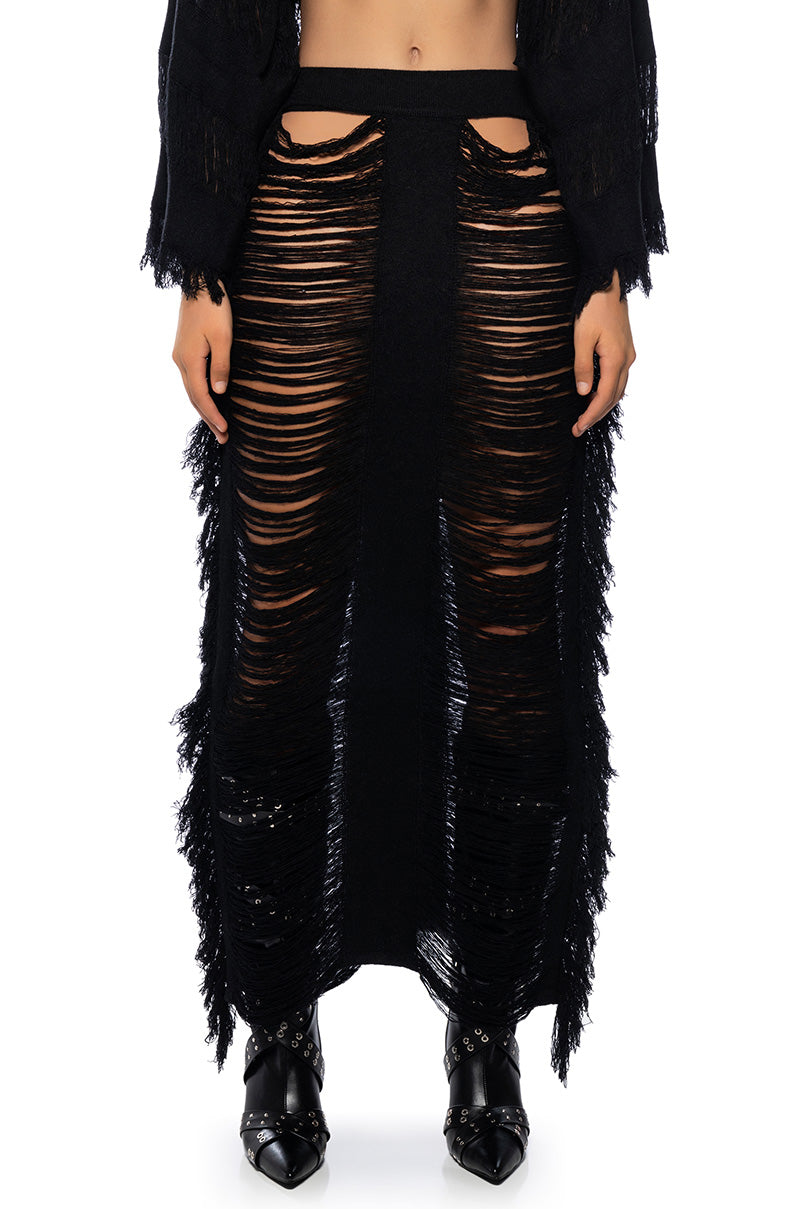 KIMBELLA FRINGED TWO PIECE MAXI SKIRT SET