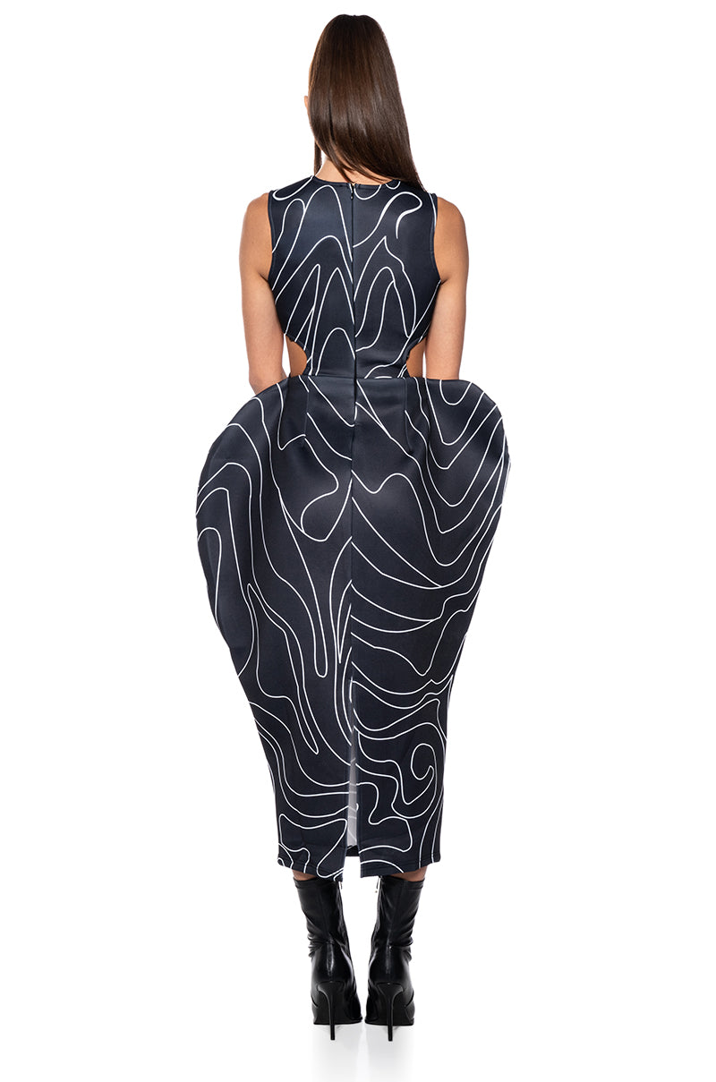 WAVY BABY STRAPLESS MIDI DRESS