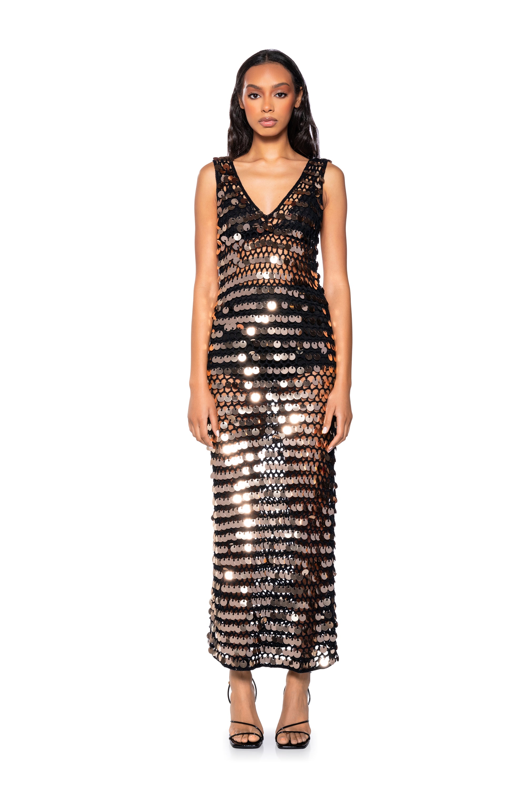 TAKE ME TO THE BEACH KNIT METALLIC MAXI DRESS