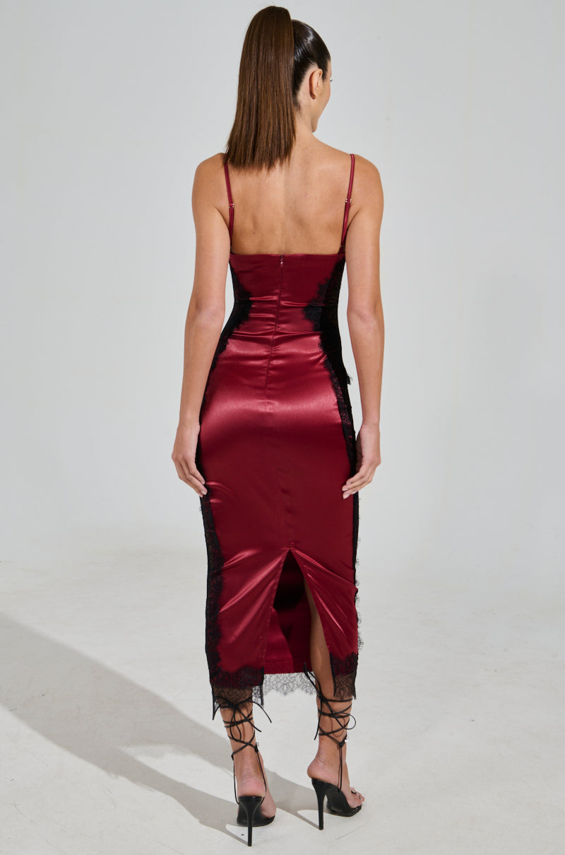 SHOW US WHAT YOU GOT SATIN MIDI DRESS