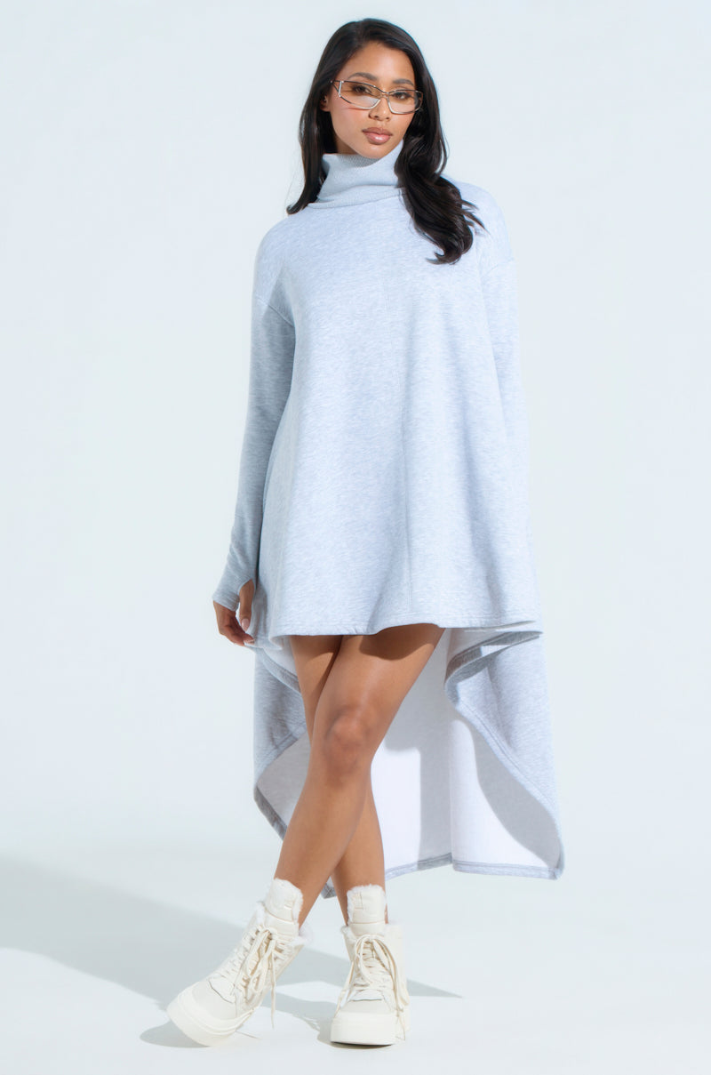 LAINIE TURTLENECK HIGH LOW SWEATSHIRT DRESS