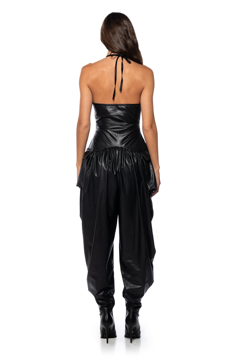 THALIA RELAXED FIT HALTER NECK JUMPSUIT