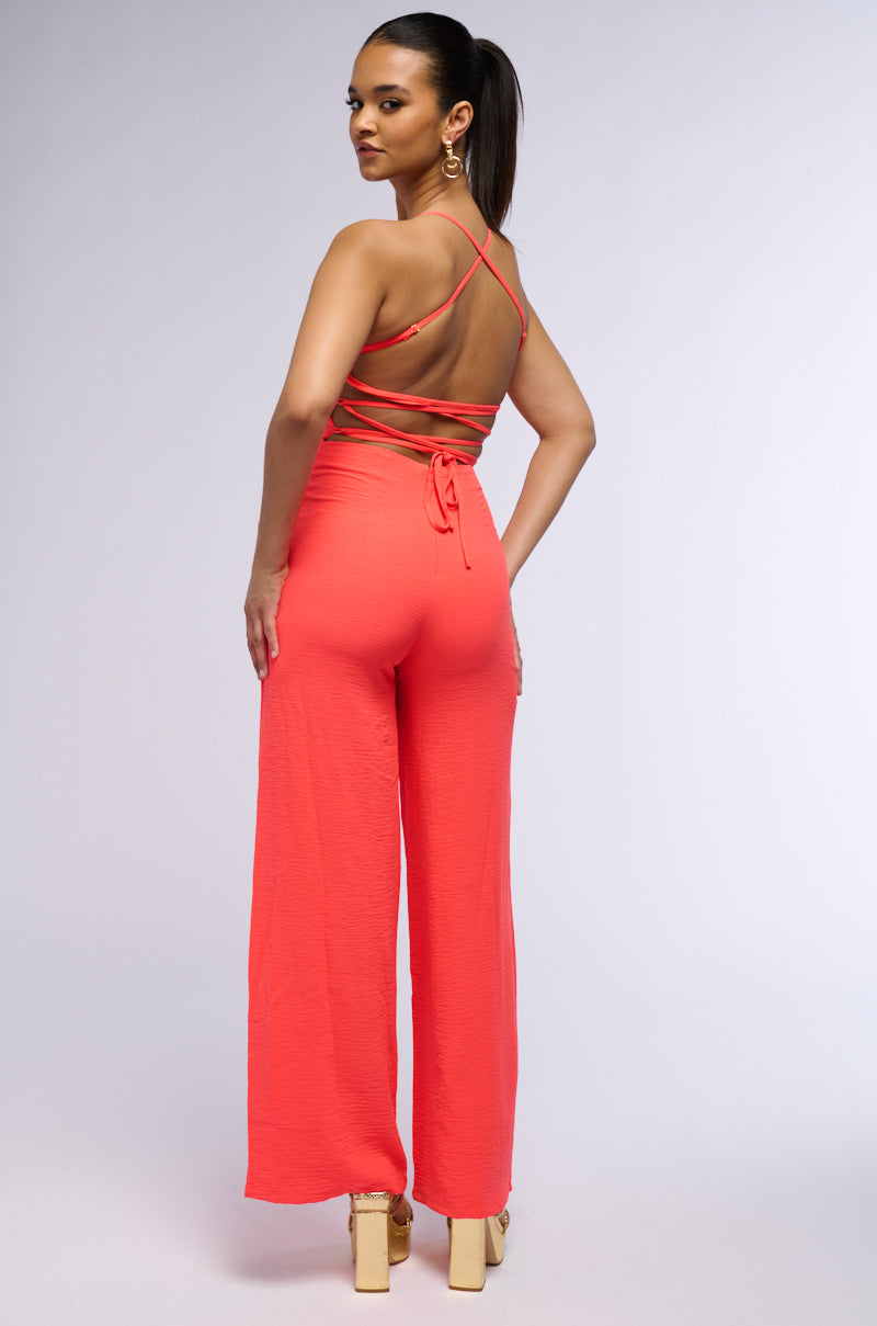 BEGINNER'S LUCK STRAPPY STRAIGHT LEG JUMPSUIT