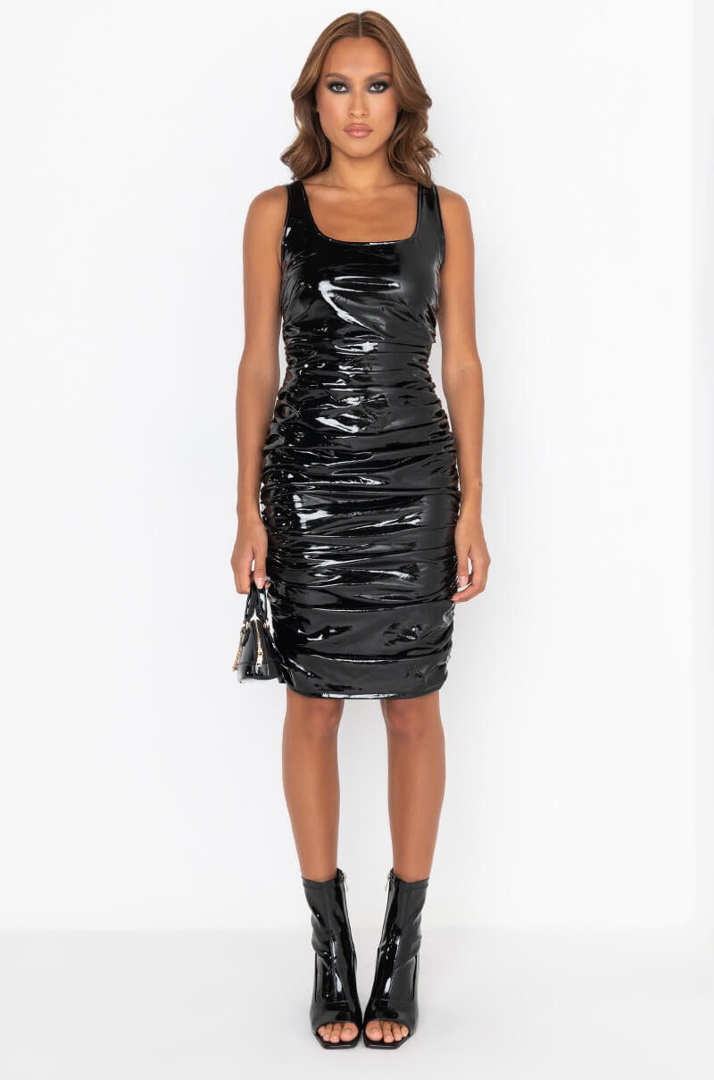 LEAVE IT AT THAT VINYL MIDI DRESS